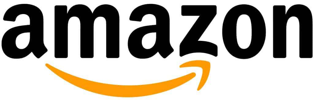 Amazon logo with black text and orange arrow on a white background