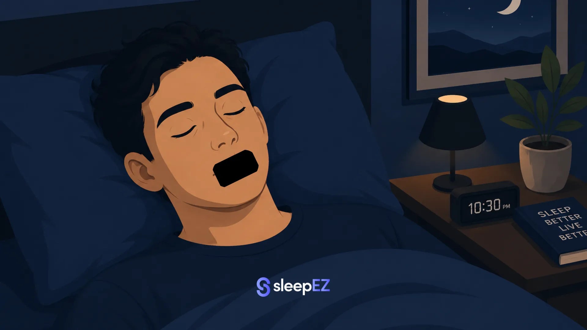 Person sleeping with mouth tape