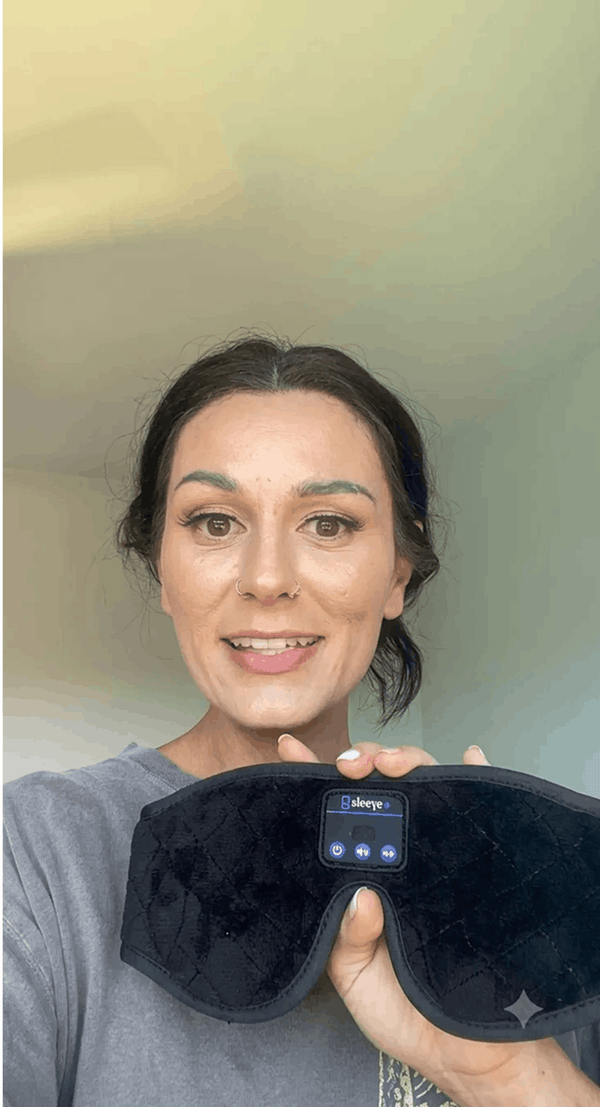 Woman holding Dreamy Sounds Sleep Mask | Bluetooth Sleep Mask